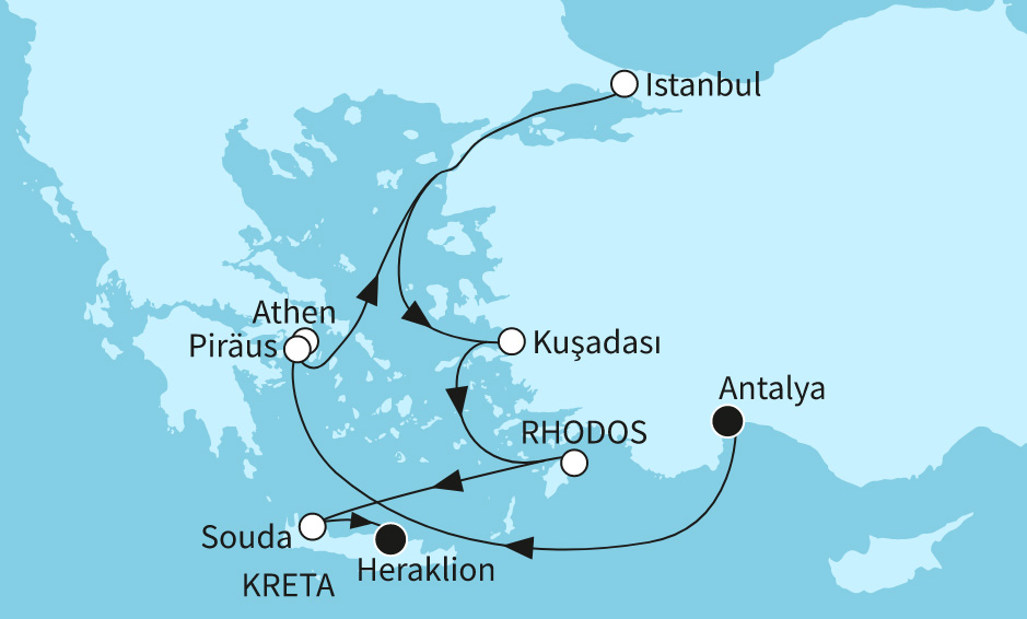 Routenbeispiel: Östliches Mittelmeer mit Kreta