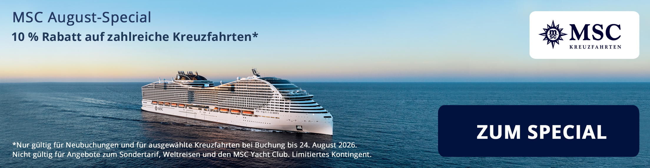 Klick führt zu den Angeboten der Aktion Mobiler Werbebanner für das MSC August-Special