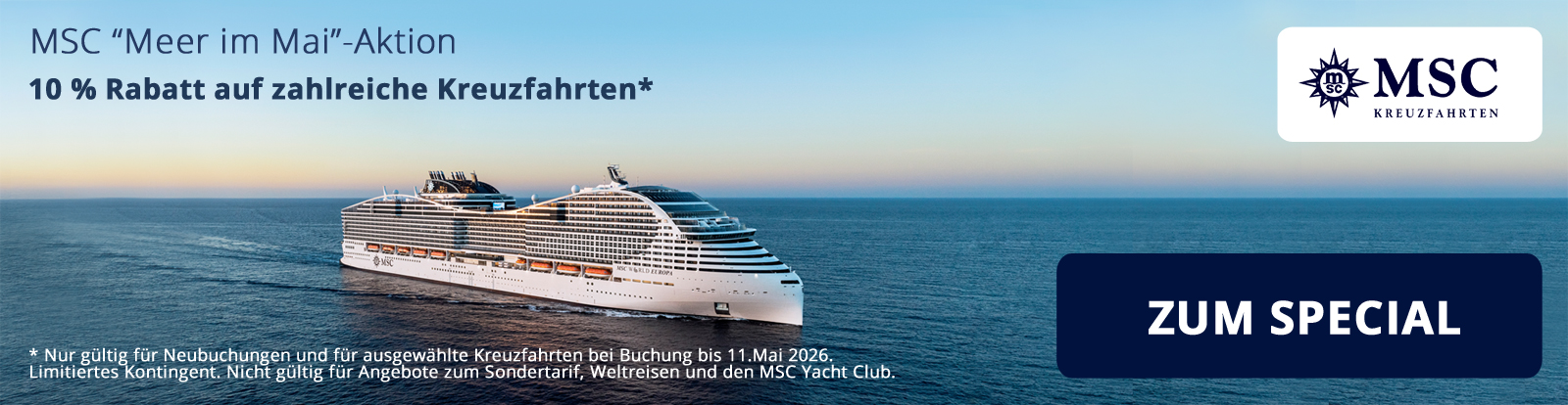 Klick führt zu den Angeboten der Aktion Werbebanner für das MSC "Meer im Mai"-Special