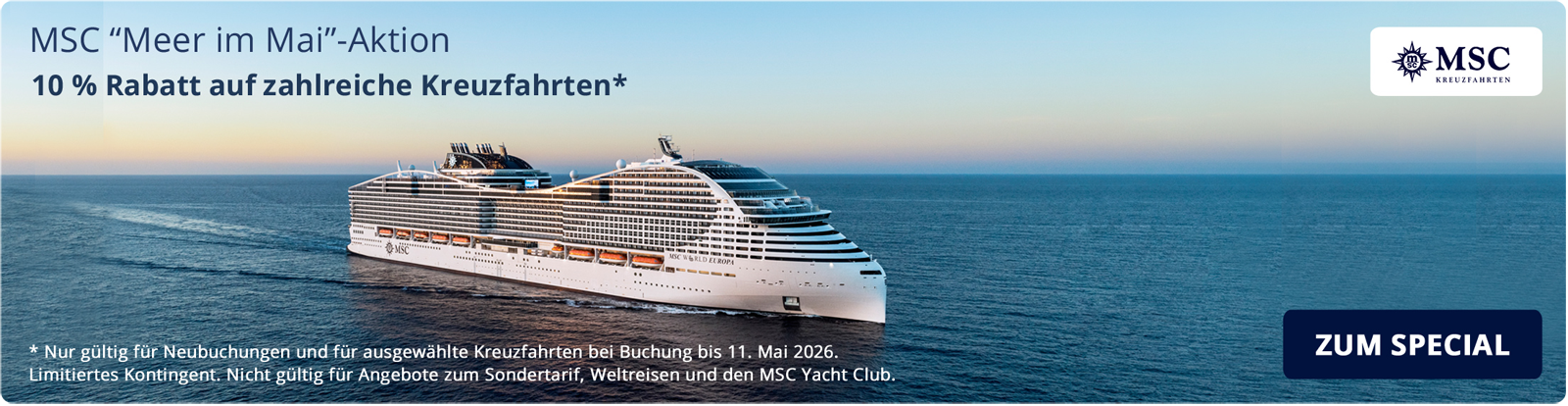 Klick führt zu den Angeboten der Aktion Werbebanner für das MSC "Meer im Mai"-Special